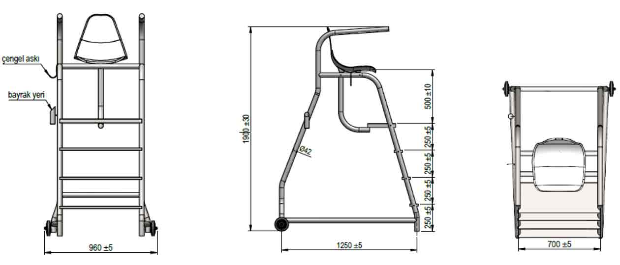 Can Kurtaran Havuz Koltuğu 2 – cankurtaran ve hakemler icin havuz koltugu olculeri